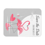 Flamingo Liebe Large Moon Save the Date Datum Magnet (Horizontal)