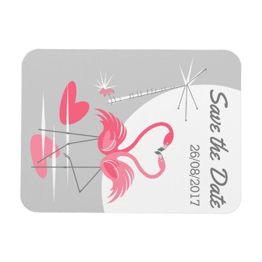 Flamingo Liebe Large Moon Save the Date Datum Magnet (Horizontal)