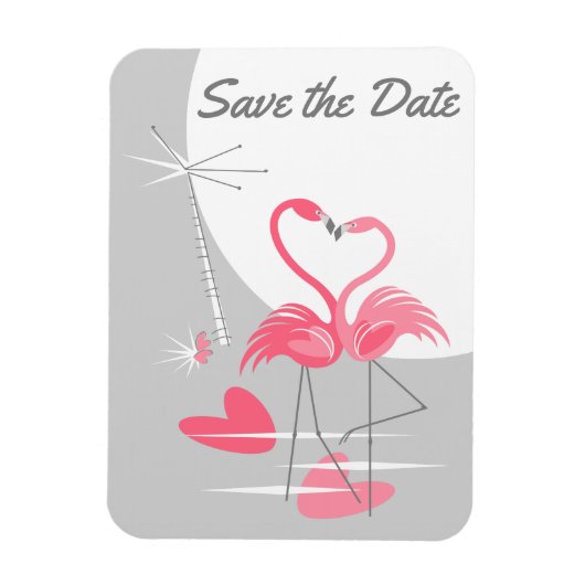 Flamingo Liebe Large Moon Save the Date flexibel Magnet (Vertikal)