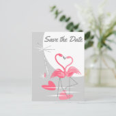 Flamingo Liebe Large Moon Save the Date Postkarte (Stehend Vorderseite)