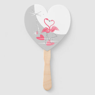 Flamingo Liebe Large Moon Text Hand Fan Herz Fächer