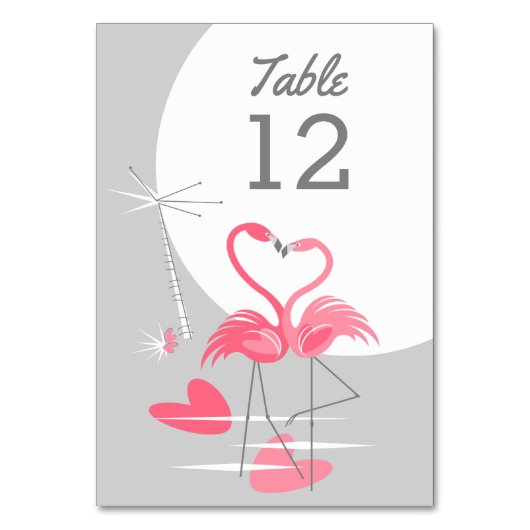 Flamingo Liebe Large Moon Tischkarte Tischnummer (Vorderseite)