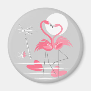 Flamingo-Liebe-Magnet rund Magnet