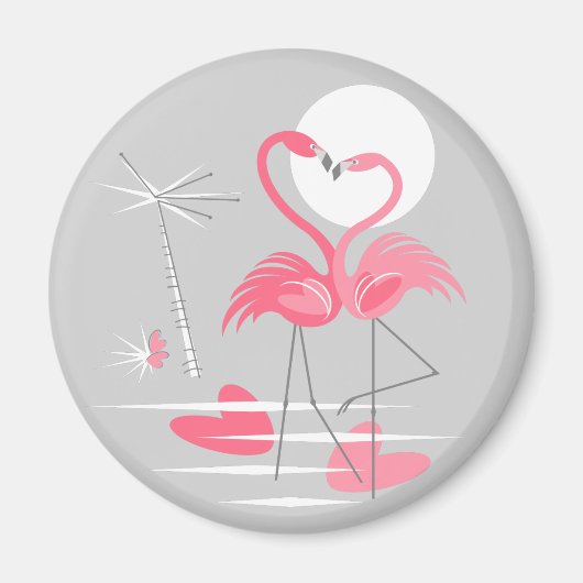 Flamingo-Liebe-Magnet rund Magnet (Vorne)