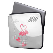 Flamingo Liebe Moon Monogram Laptop Ärmel 13" Laptopschutzhülle (Vorderseite Links)