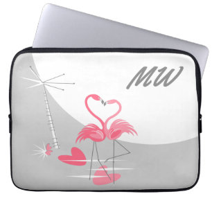 Flamingo Liebe Moon Monogram Laptop Ärmel 13" Laptopschutzhülle