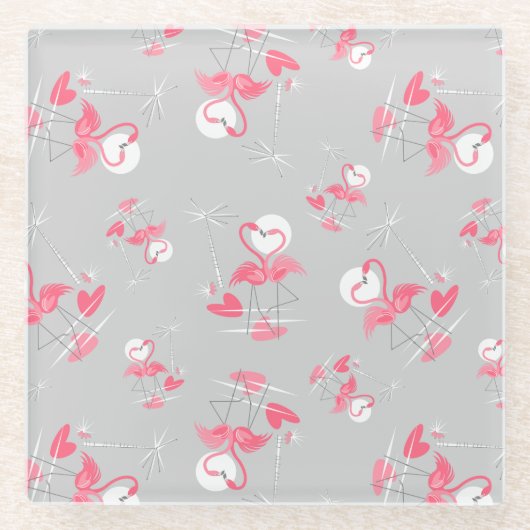 Flamingo Liebe Multi Untersetzer Glas (Vorderseite)