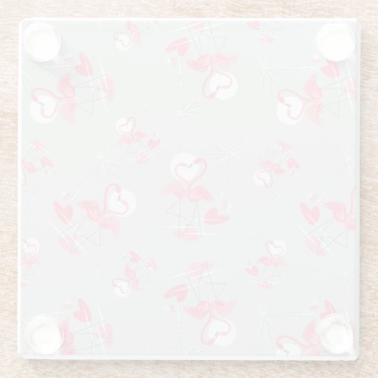 Flamingo Liebe Multi Untersetzer Glas (Rückseite)