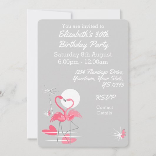Flamingo Liebe Multiback Einladung (Vorderseite)