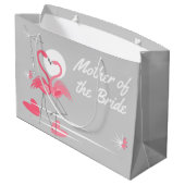 Flamingo Liebe Mutter der Bride groß Große Geschenktüte (Rückseite Schrägansicht)