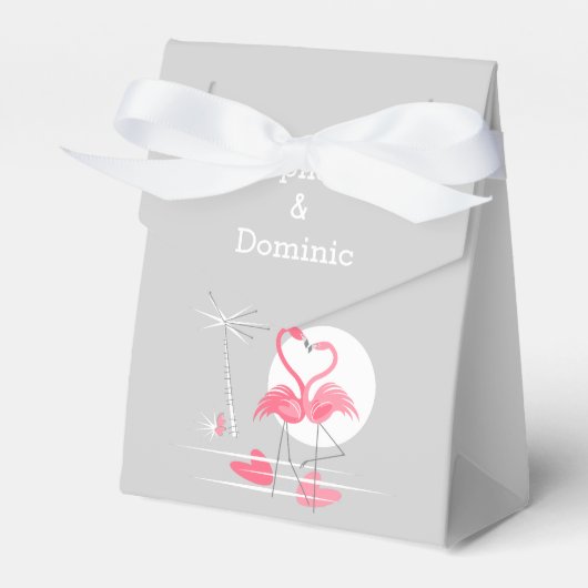 Flamingo Liebe Name und Date Fevor Box Zelt Geschenkschachtel (Vorderseite)
