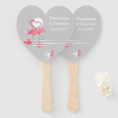 Flamingo Liebe Names Dates Hand Fan Herz Fächer (Vorne und Hinten)