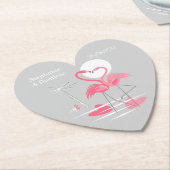 Flamingo-Liebe nennt Datums-Untersetzerherz Untersetzer (angewinkelt)
