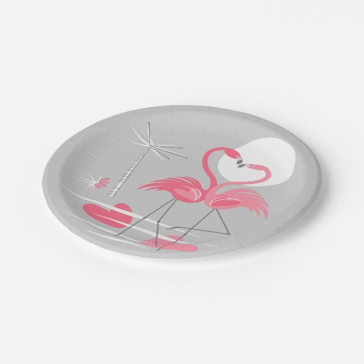 Flamingo Liebe Papier Teller (Schrägansicht)