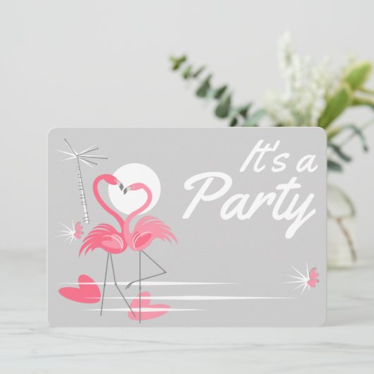 Flamingo Liebe Party Einladung (Stehend Vorderseite)