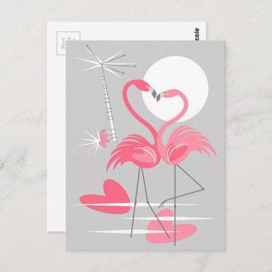 Flamingo Liebe Postkarte (Vorne/Hinten)