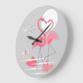 Flamingo Liebe rund Große Wanduhr (Winkel)