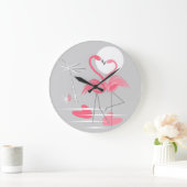 Flamingo Liebe rund Große Wanduhr (Zuhause)