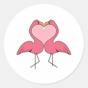 Flamingo-Liebe Runder Aufkleber