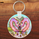 Flamingo-Liebe Schlüsselanhänger (Vorderseite)