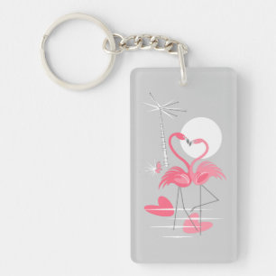Flamingo Liebe Schlüsselanhänger Acrylrechteck