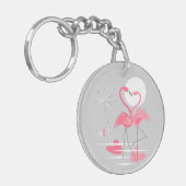 Flamingo Liebe Schlüsselanhänger Text Acryl rund (Vorderseite links)