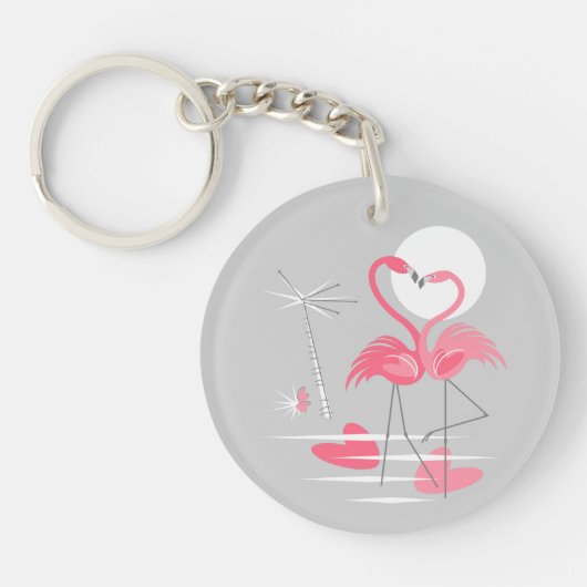 Flamingo Liebe Schlüsselanhänger Text Acryl rund (Vorderseite)