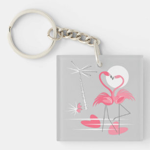 Flamingo Liebe Schlüsselanhänger Text Acrylquadrat