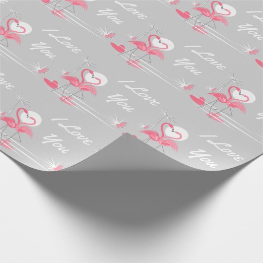 Flamingo Liebe Seite I Liebe Sie Packpapier (Ecke)