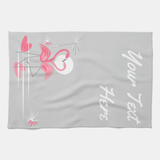 Flamingo Liebe Seitliche Texturküche Handtuch vert (Horizontal)