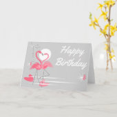 Flamingo Liebe Side Happy Birthday Karte (Gelbe Blume)