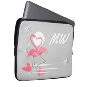 Flamingo Liebe Side Monogram Laptop Ärmel 13" Laptopschutzhülle (Vorne Rechts)