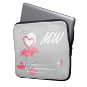 Flamingo Liebe Side Monogram Laptop Ärmel 13" Laptopschutzhülle (Vorderseite Links)