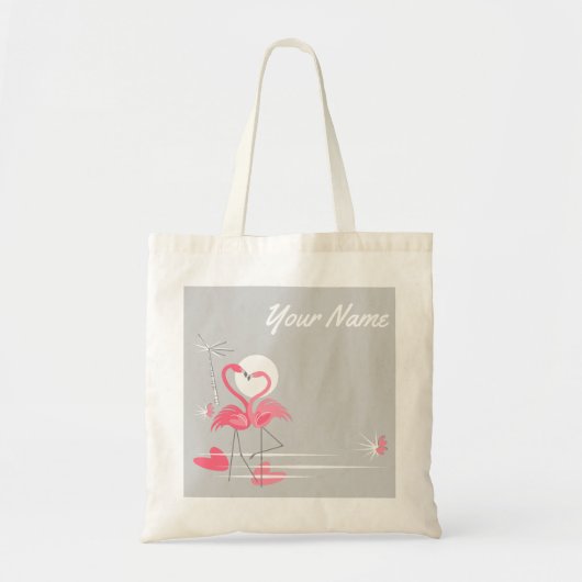 Flamingo Liebe Side Name Budget Tasche (Vorne)