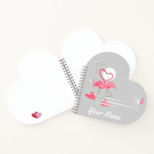 Flamingo Liebe Side Name Notizbuch Herz