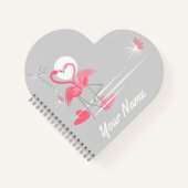 Flamingo Liebe Side Name Notizbuch Herz (Vorderseite)
