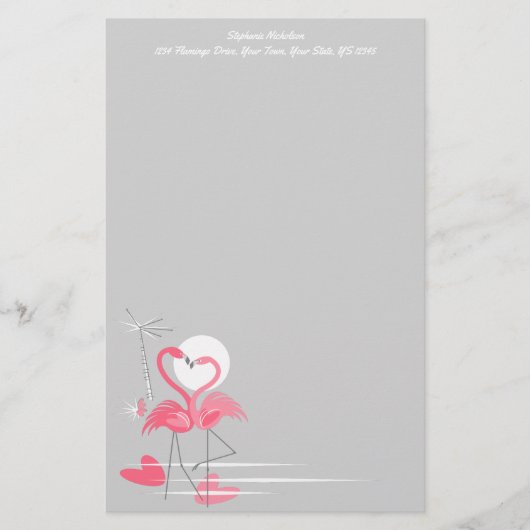 Flamingo Liebe Side Text Briefpapier (Vorderseite)
