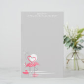 Flamingo Liebe Side Text Briefpapier (Stehend Vorderseite)