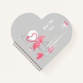 Flamingo Liebe Side Text Notebook Herz Notizblock (Vorderseite)