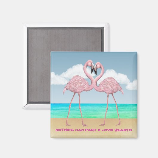 Flamingo Liebe Square Magnet (Vorderseite/Rückseite)