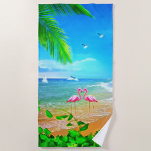 Flamingo-Liebe Strandtuch