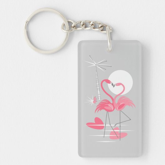 Flamingo-Liebe Text Schlüsselanhänger Acrylrechtec (Vorderseite)
