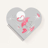 Flamingo Liebe Text zurück Notebook Herz Notizblock (Vorderseite)
