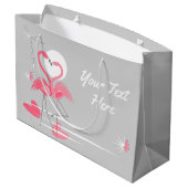 Flamingo Liebe Textgeschenktasche groß Große Geschenktüte (Rückseite Schrägansicht)