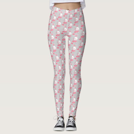 Flamingo Liebe Tiled Leggings (Vorderseite)