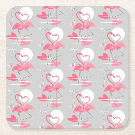 Flamingo Liebe Tiled Untersetzer Platz (Vorderseite)