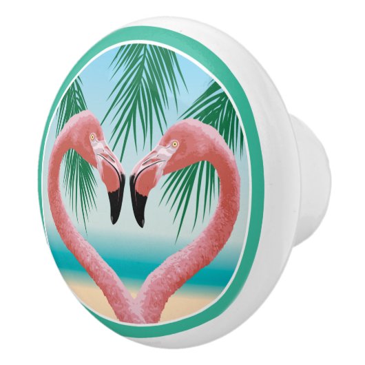 Flamingo-Liebe (Tropical Valentine) Keramikknauf (Rechts)