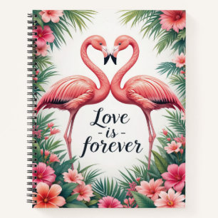 Flamingo Liebe Tropische Kunst Notizblock