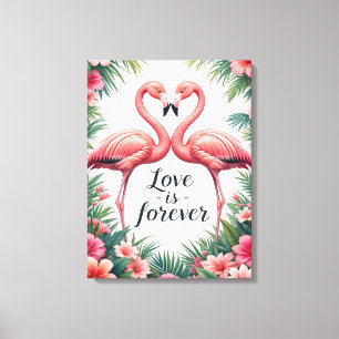Flamingo Liebe Tropisches Dekor Leinwanddruck