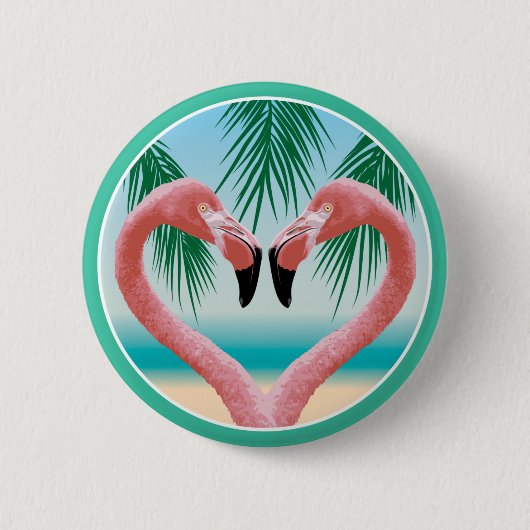 Flamingo-Liebe (Tropisches Valentin) Button (Vorderseite)